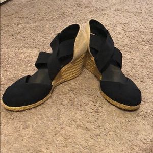 Navy Cross Strap Espadrilles Wedges (Size 9)